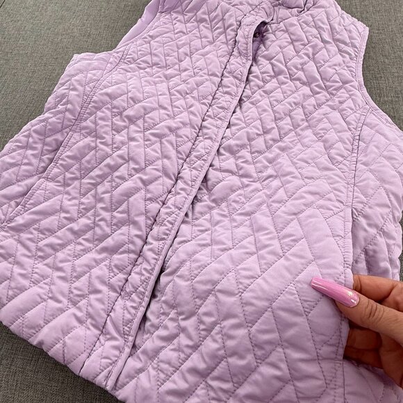 Croft & Barrow Quilted Puffer Jacket Vest Sleeveless Lavender Zip & Snaps Large - Picture 8 of 13